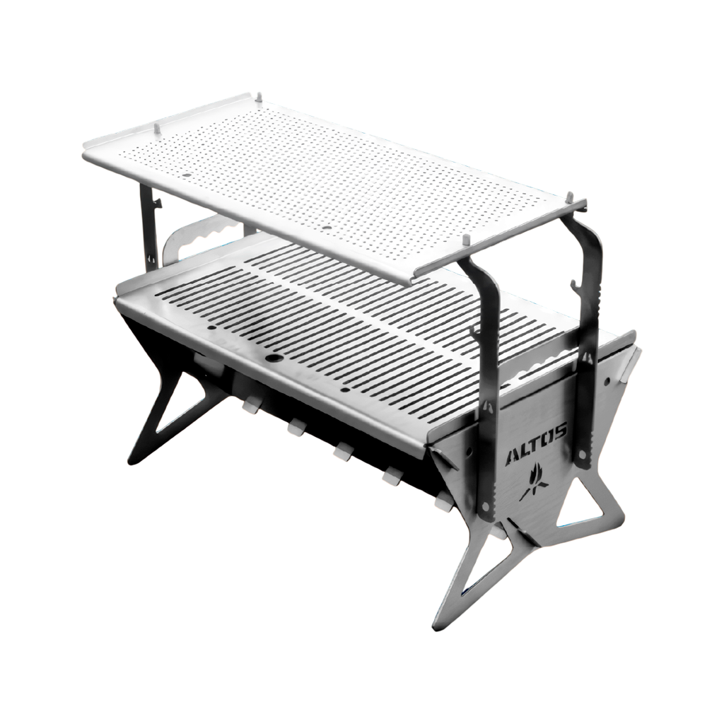 Parrilla Maletin Acero Inox 55 x 35 x 3mm + Repisa